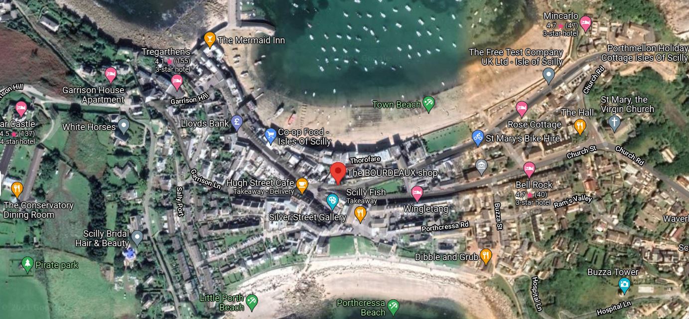 Isles of Scilly, Bourdeaux, Bourdeaux Shop, Google Maps, Map